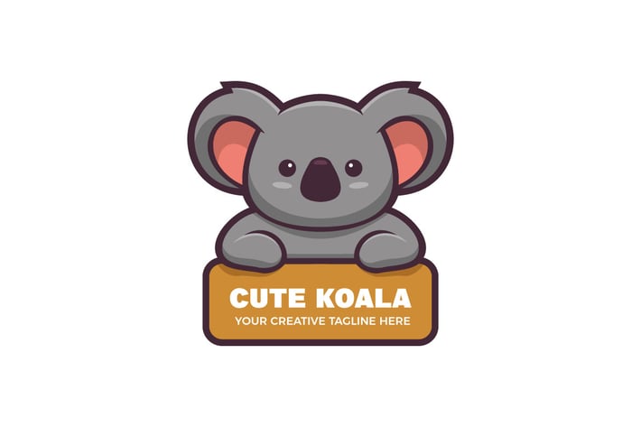 Cute Koala Character Mascot Logo Template