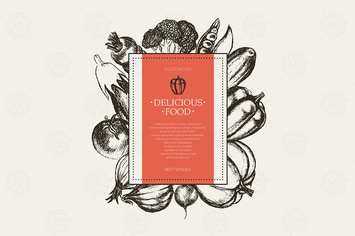 Vegetables - hand drawn square banner