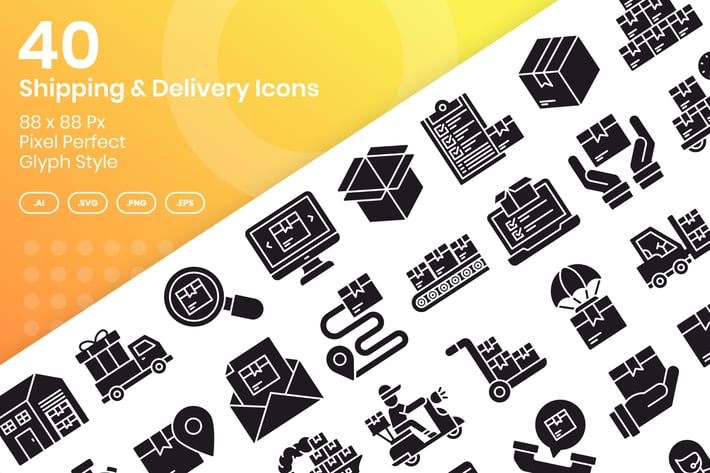 40 Shipping & Delivery Icons set - Glyph