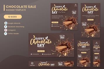 Chocolate Day Banner Ads Set Template