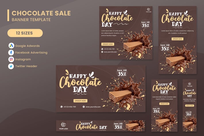 Chocolate Day Banner Ads Set Template
