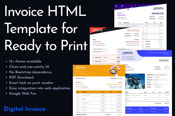 Digital Invoica - Invoice HTML Template Print 
