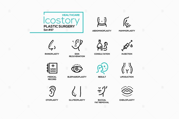 Plastic surgery - line design style icons