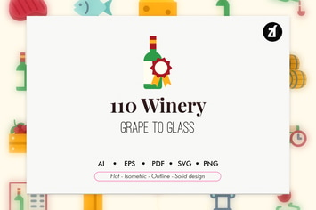 110 Winery elements icon pack
