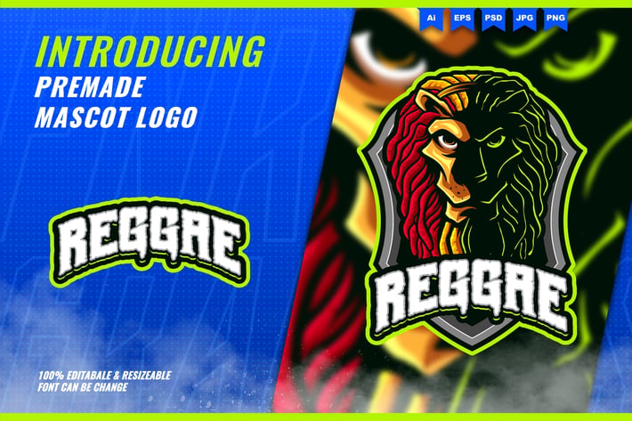 Lion Reggae - Mascot Esport Logo Template