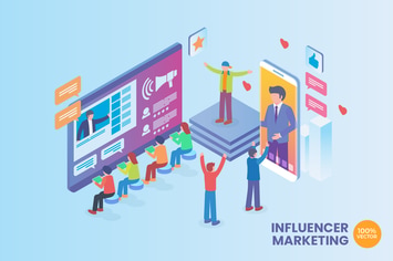 Isometric Influencer Marketing Vector Concept