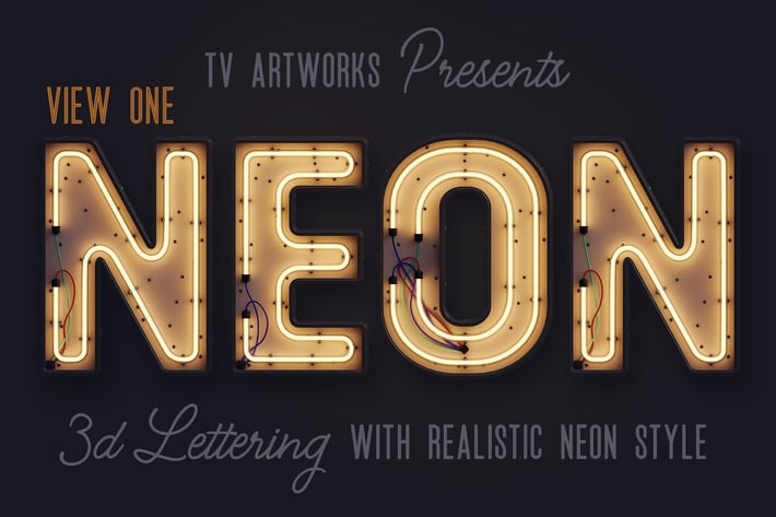 Modern Neon 3D Lettering View 1