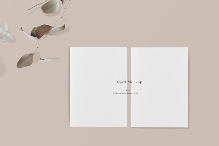 Card Mockup #1277, Beige Invitation Mockup 