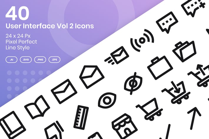 40 User Interface Vol 2 Icons Set - Line