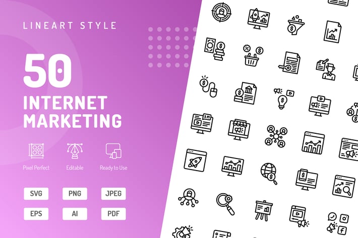 Internet Marketing Line Icons