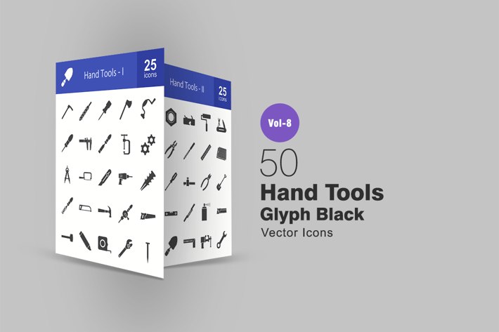 50 Hand Tools Glyph Icons