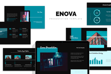 Enova : Cyan Color Tone Pitch Deck Powerpoint