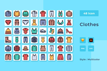 48 Fashion Multicolor Style Icon Pack