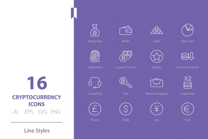 Cryptocurrency 2 Icon Set Line Styles