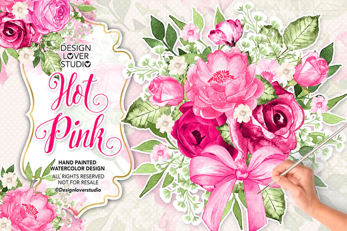 Watercolor HOT PINK design