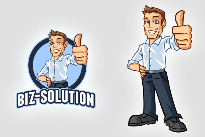 Young Casual Businessman with White Shirt Logo