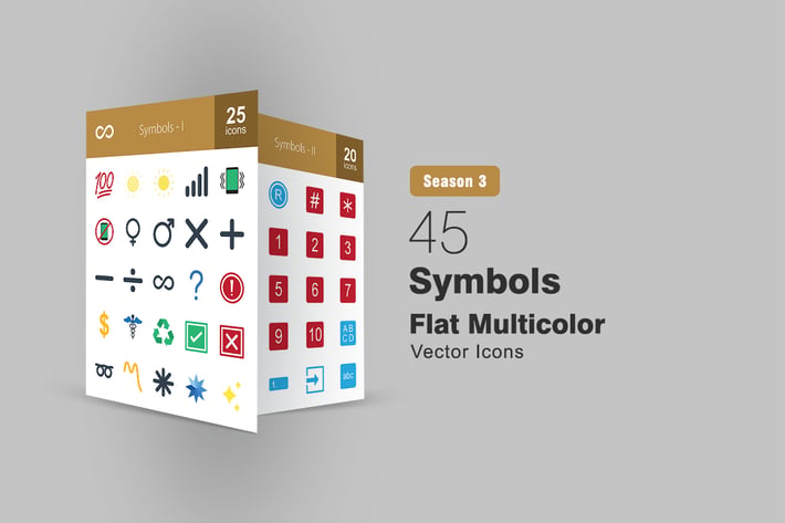 45 Symbols Flat Multicolor Icons