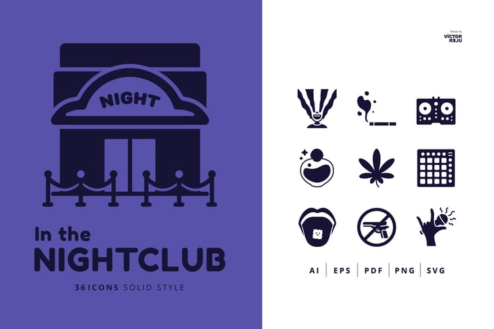 36 In the Nightclub Icons Solid Style