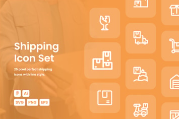 Shipping Dashed Line Icon Set