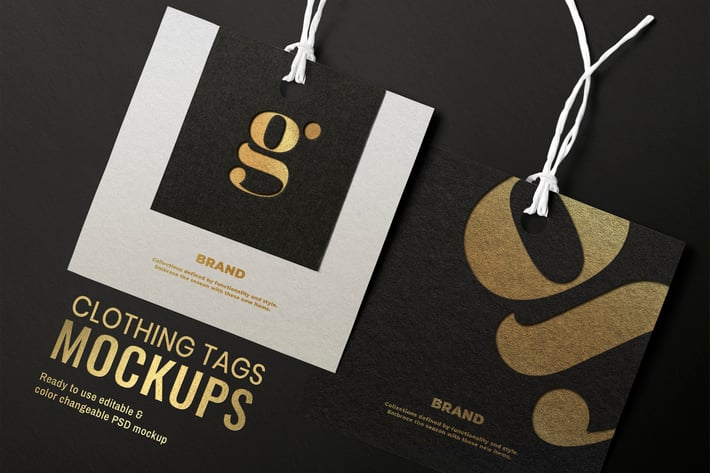 Classic black clothing tag mockup