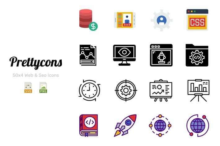 Prettycons - 200 Web & Seo Icons Vol.1