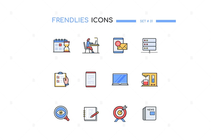 Office - modern line design style icons set