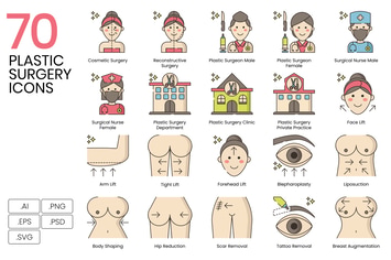 70 Plastic Surgery Icon Set