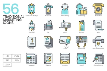 56 Traditional Marketing Icons