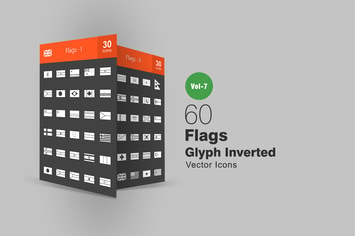 60 Flags Glyph Inverted Icons