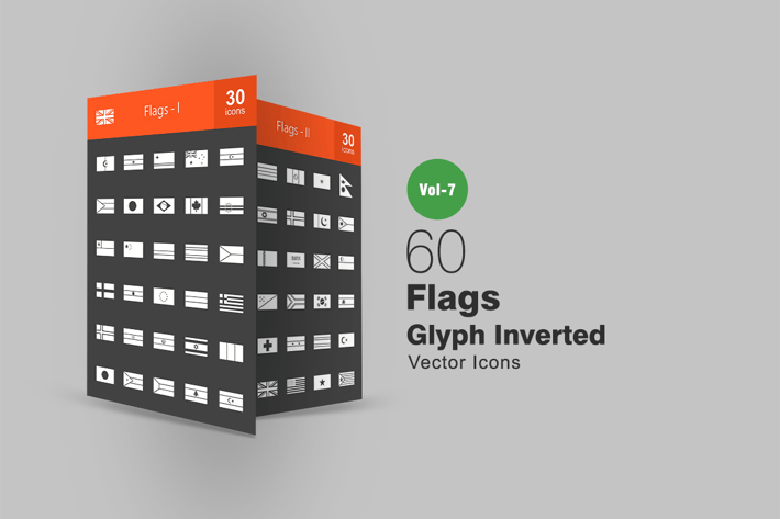 60 Flags Glyph Inverted Icons