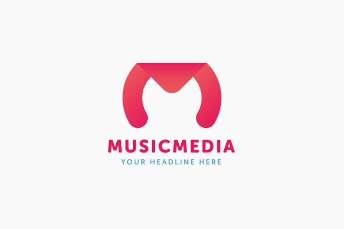 Music Media Logo M Letter Template