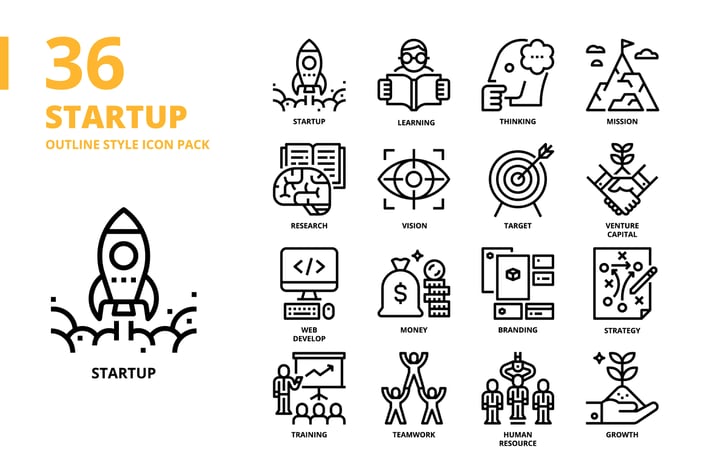 Startup Outline Style Icon Set