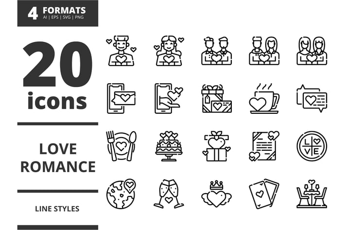 Love & Romance Line icons packs