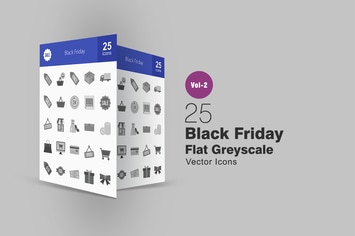 25 Black Friday Greyscale Icons
