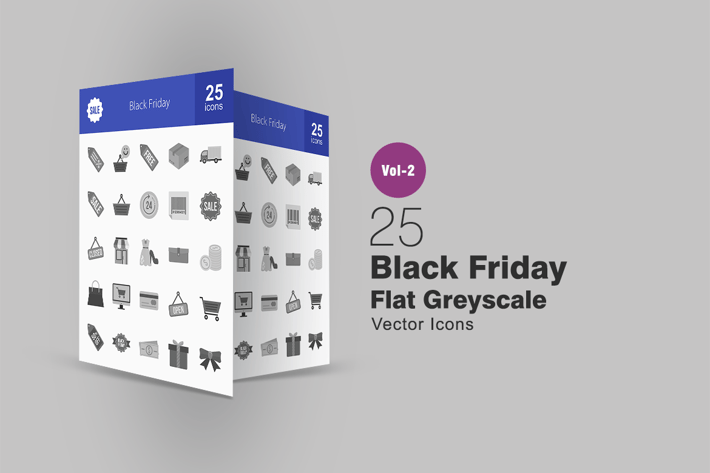 25 Black Friday Greyscale Icons