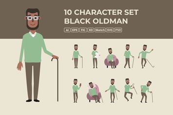 Black Old man - Character Set