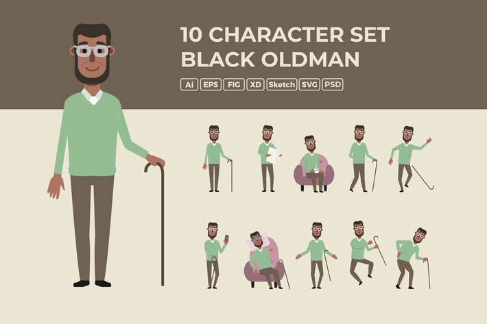 Black Old man - Character Set