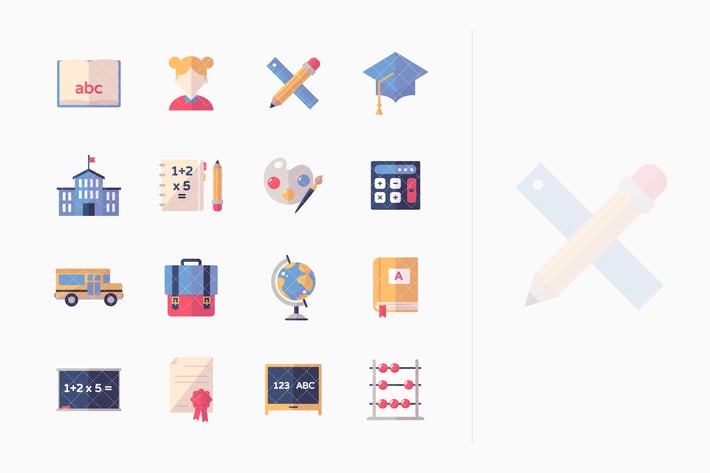 Education Icons Set 1- Flat Series