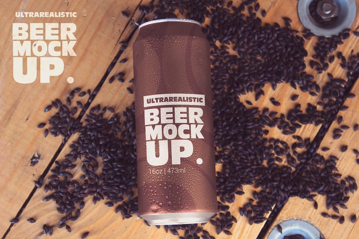 16oz Black Malt Can Mockup