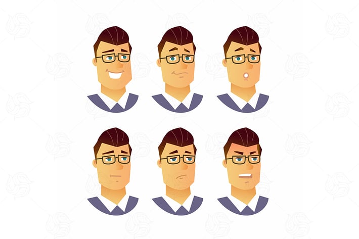 Male Facial Expressions - vector illustration