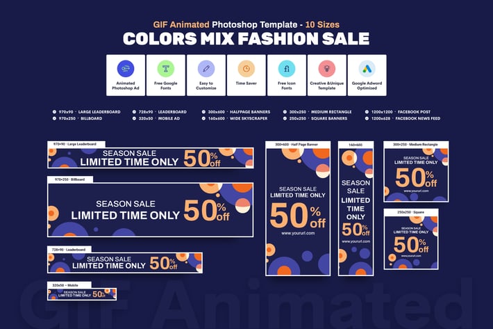 GIF Banners - Colors Mix Fashion Sale Banners Ad