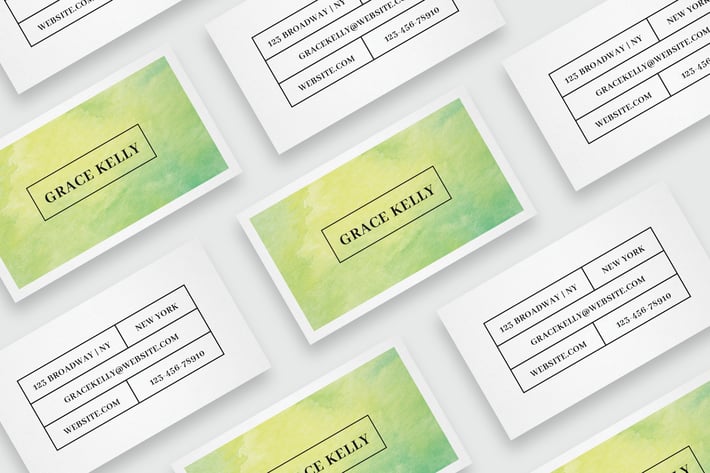 Business card template with watercolor background