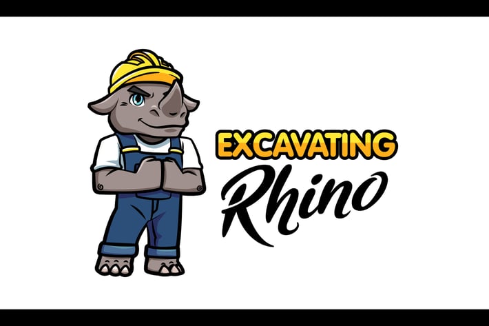 Excavating Rhino Character Mascot Logo