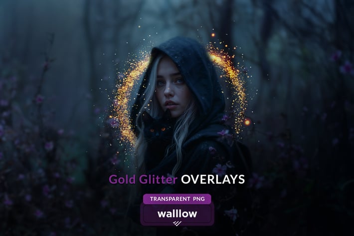 Gold glitter and sparkle transparent PNG overlays