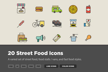 20 Street Food Icons