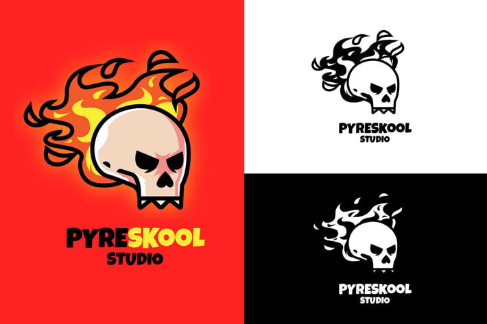 Fire Skull Mascot Logo