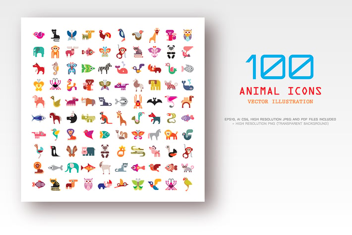 100 Animal vector icons
