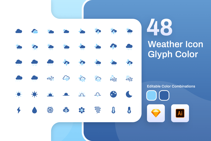 Weather Glyph Color Icon Set