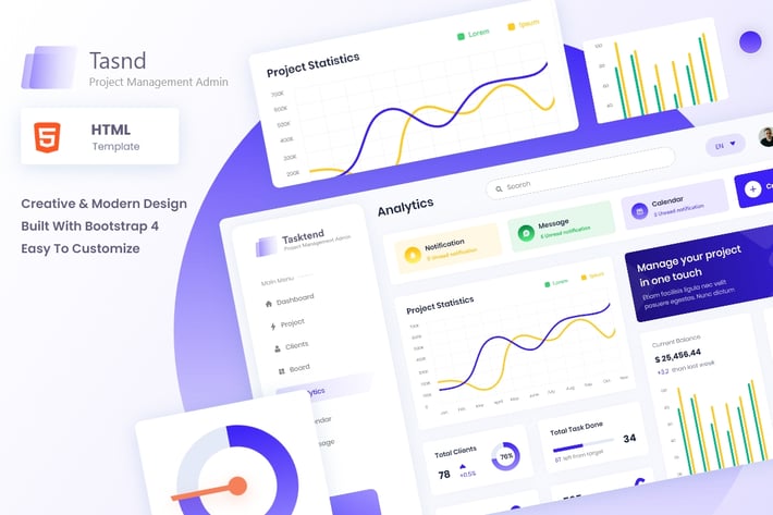 Protend - Project Management Admin Dashboard HTML 