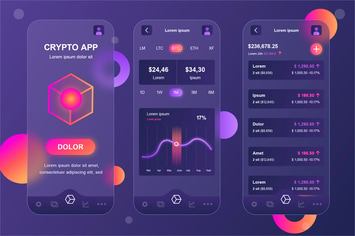 Cryptocurrency Glassmorphic Mobile App UI Kit